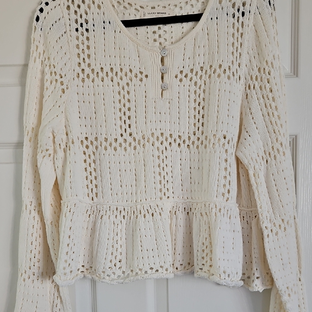 Lucky Brand Cream Crochet Sweatet